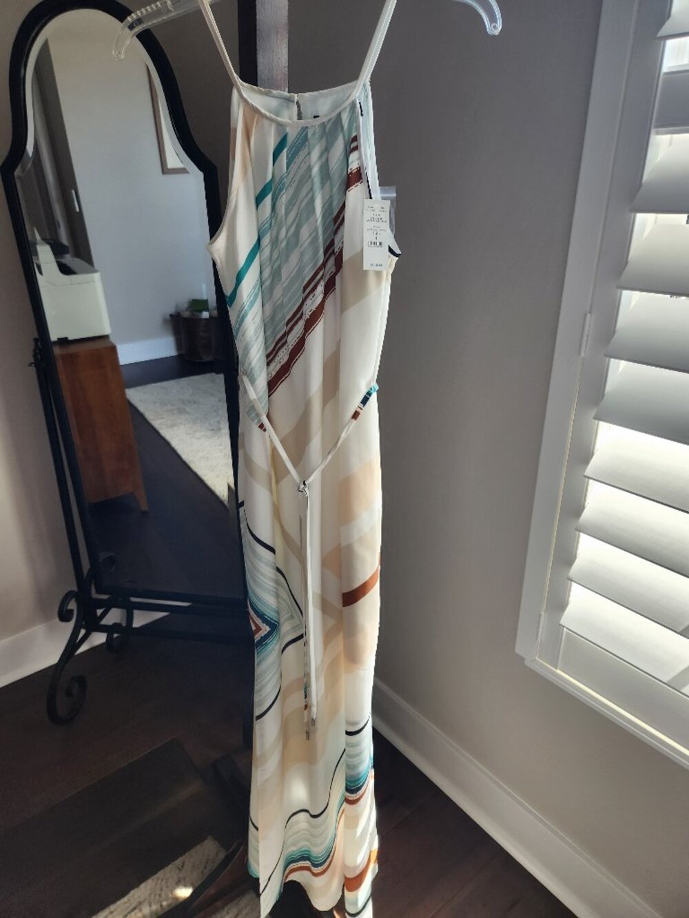 New WHBM White Striped Maxi Dress Size 2